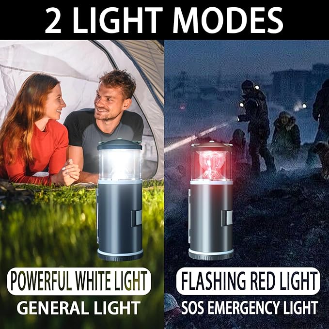 LED Camping Lantern with 15PCS Car Tool Kit, Survival Gear Hiking, Portable Emergency Set Kit with Screwdriver Set Kit Tool, Fishing Gear for Outdoors, Men/Dad Birthday Gift(AA Batteries Not Included)