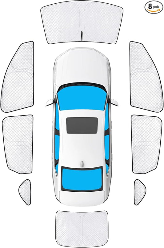 KMF 8pcs Thicken Sun Shades for Honda Accord 2023-2025 2026 Accessories, Full Car Window Covers Sunshade for Windshield Side Rear, UV Block and Privacy Blackout for Car Camping Outdoor