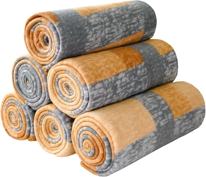 ZYFZCYBL Fleece Throw Blanket Blankets Bulk 6 Pack Soft Lightweight for Cozy Polar Fleece 50 x 60 Solid Pet-Friendly Colorful Bed Sofa Couch Fleece Fabric Travel Wedding Gift（Yellow and Grey）