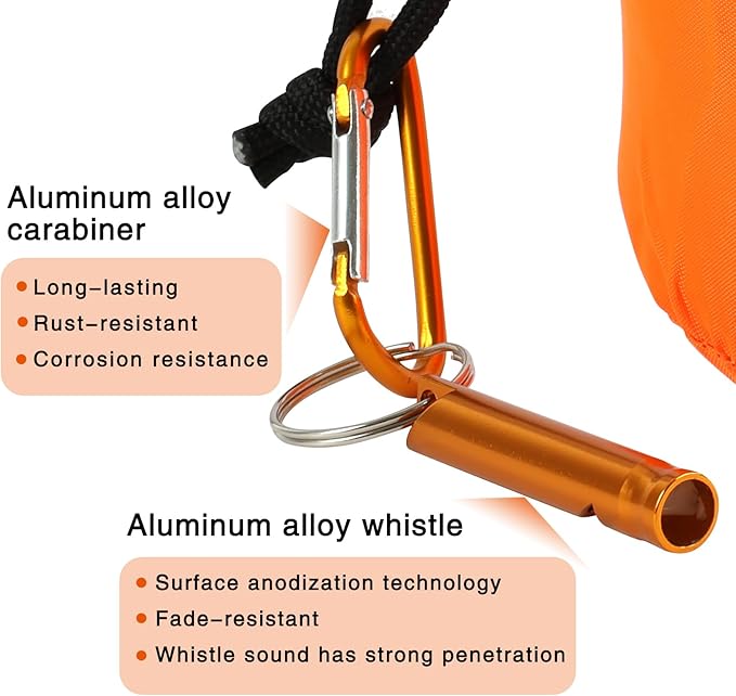 Emergency Sleeping Bags for Survival with Carabiner, 84"X36" Outdoor PE Orange Emergency Sleeping Bag, Ideal for Sudden Snowstorm During Camping, Providing Warmth to Survivors in Disaster Area