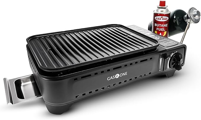 GasOne Propane or Butane Grill Stove GS-2400P Dual Fuel Portable Camping Grill Gas Stove with Carrying Case