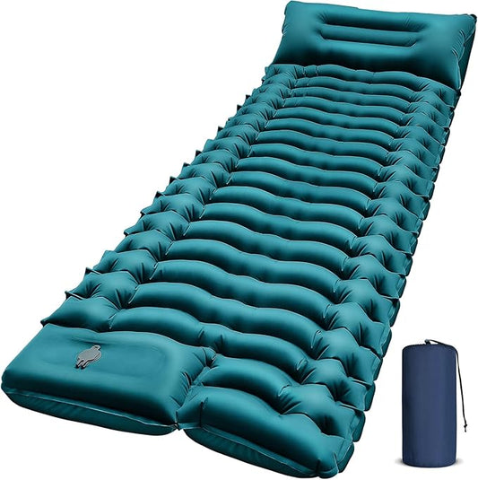 FUN PAC Camping Sleeping Pad, Ultralight Camping Mat with Pillow Built-in Foot Pump Inflatable Sleeping Pads Compact for Camping Backpacking Hiking Traveling Tent