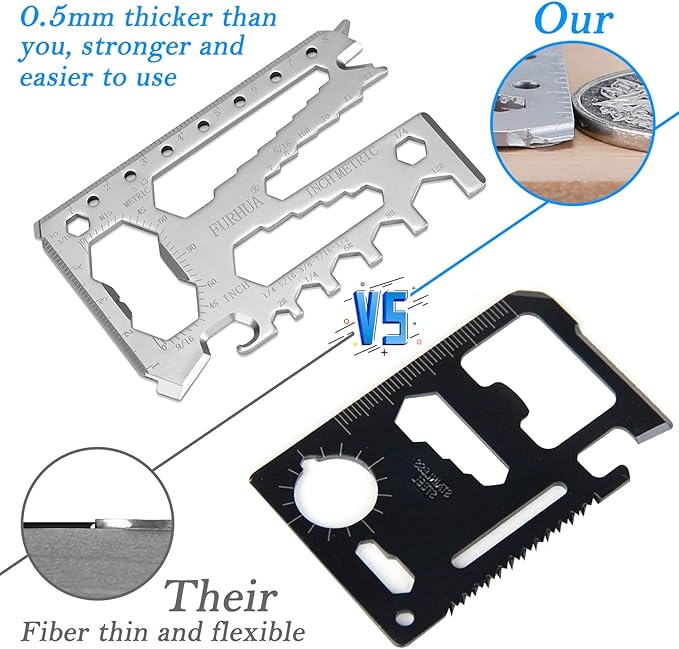 FURHUA Multitool Credit Card Sized Pocket Tool, 42-in-1 Wallet Multi Tool Card,thicker and harder, Gifts for Dad, Husband, Men - Bottle Opener, Cord Cutter, Screwdriver, Ruler, Scraper etc