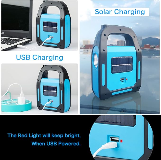 1 Pack 3 in 1 Solar USB Rechargeable Brightest COB LED Camping Lantern, Waterproof Emergency Flashlight LED Light