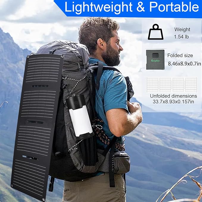30W Portable Solar Panels,ETFE Foldable Solar Panel with USB-C/USB-A/DC Ports for Hiking,Camping,Backpacking,IP65 Waterproof Small Folding Solar Charger for Phone,Tablets,Power Bank