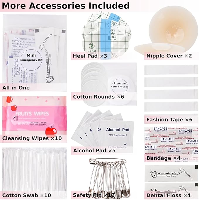 Wedding Day Emergency Kit for Bride, 39 Pc Essential Items for Brides Daily Use Women Wedding Gift, Travel Kit Personal Care Survival Set with Bride Makeup Bag - Wedding Emergency Kit Supplies