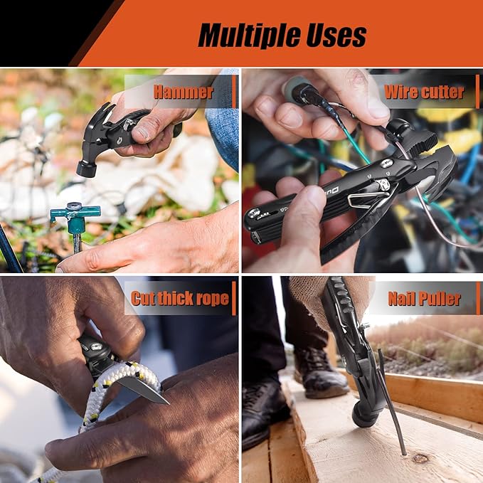 Gifts for Men 12 in 1 Hammer Multitool, Father' s Day Gifts from Daughter, Hunting Anniversary Birthday Gifts for Men Who Wants Nothing, Camping Essentials Survival Gear, Cool Gadgets for Husband