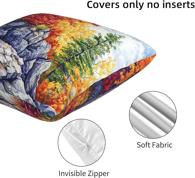 Fall Throw Pillow Covers 18x18 inch Set of 2 Autumn Pillow Case Cushion Cover for Home Sofa Couch Living Room Car Decor