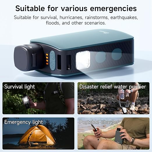 Nawaza Portable Electric Water Filter - 0.01 Micron Outdoor Camping Water Purifier for Hiking, Camping Water Filtration System Survival,Travel and Emergency (Grey)