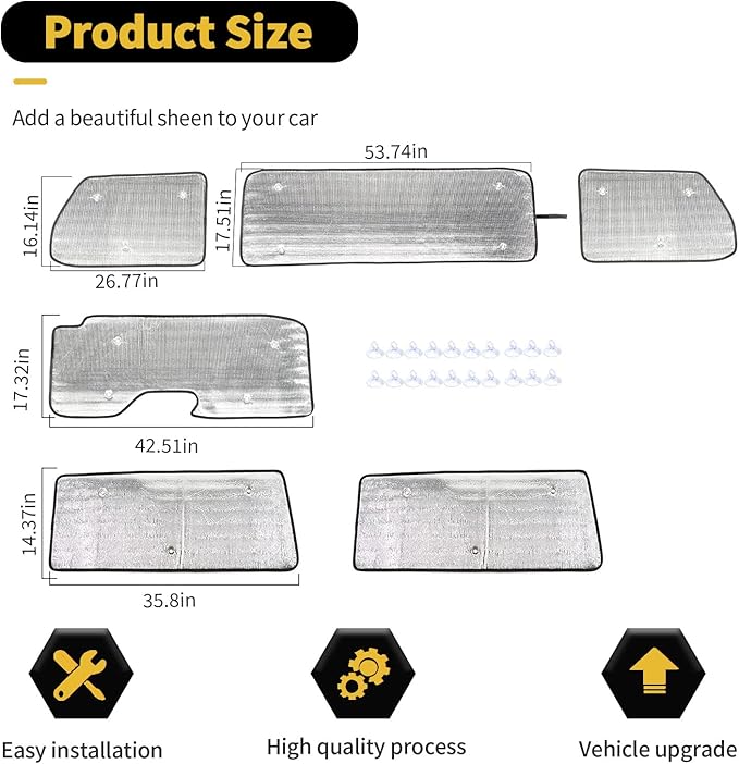 Windshield Sunshade Sun Shade Heat Shield Window Sun Visor Mat for Jeep Wrangler JL 2 Door 2018-2024,6PCS