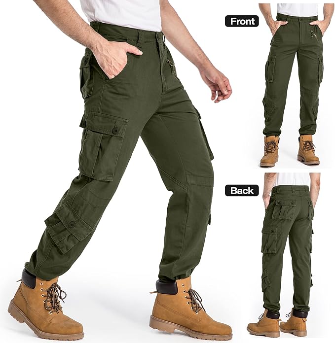 Men's BDU Casual Military Pants, Tactical Wild Army Combat ACU Rip Stop Camo Cargo Work Pants Trousers with 8 Pockets