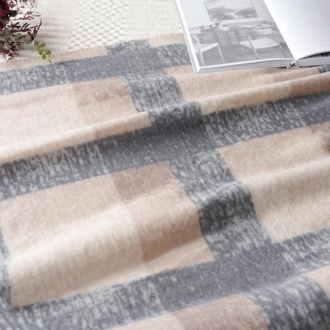ZYFZCYBL Fleece Throw Blanket Blankets Bulk 6 Pack Soft Lightweight for Cozy Polar Fleece 50 x 60 Solid Pet-Friendly Colorful Bed Sofa Couch Fleece Fabric Travel Wedding Gift（Brown and Grey）