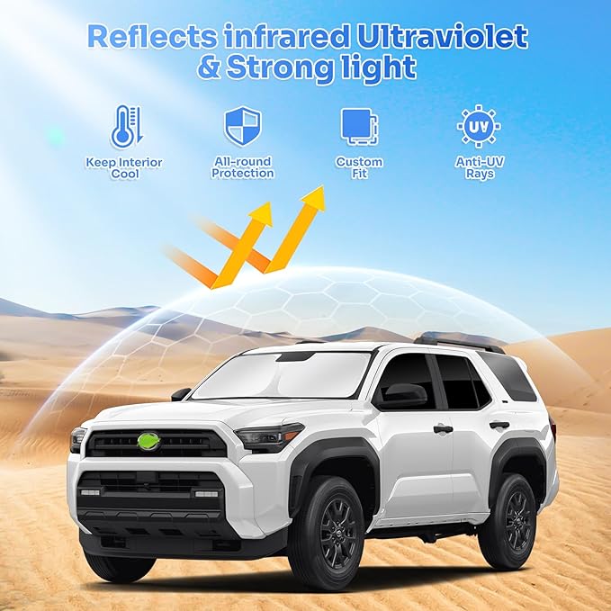 Canvcle Sunshades for 2025 2026 Toyota 4Runner Accessories Windshield Sun Shade Side Rear Window Shade Cover Sun Visor Shield Privacy Protection for Camping Keep Vehicle Cool Black 8PCS