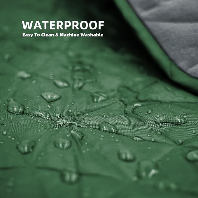 Large Outdoor Waterproof Blanket Extra Thick Fleece Stadium Blanket for Camping, Car, Pet, Picnics - Windproof, Wearable, Machine Washable 80" x 58" (Green,Hooded)