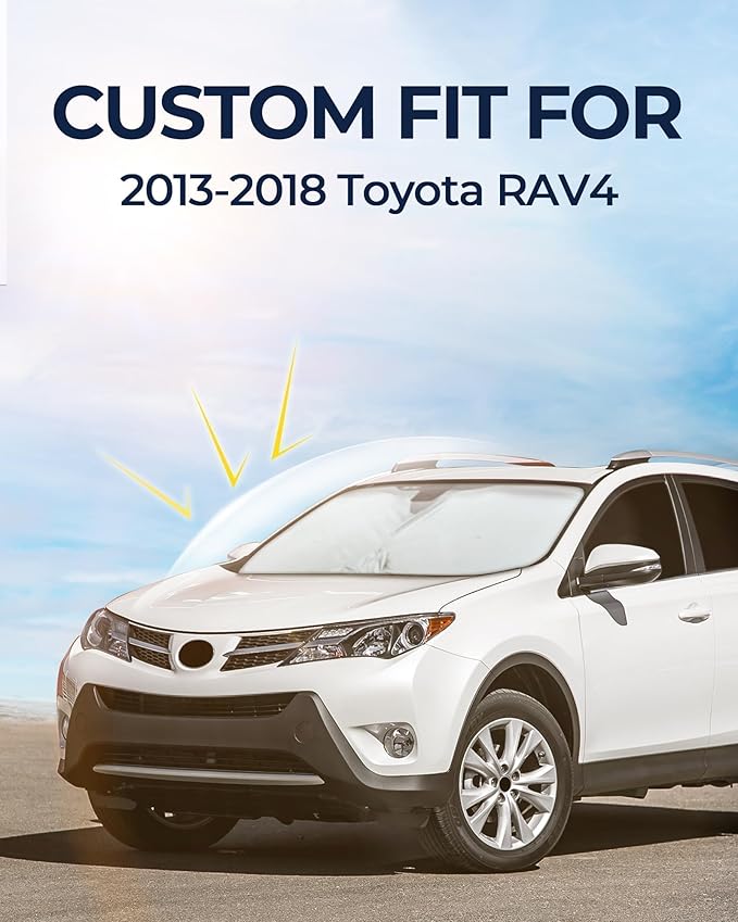for Toyota RAV4 2013-2018 Car Window Shades, 8pcs Privacy Sun Shade Set for Front Windshield Side and Rear Windows, Full Window Covers Keeps Vehicle Cool for Camping Napping