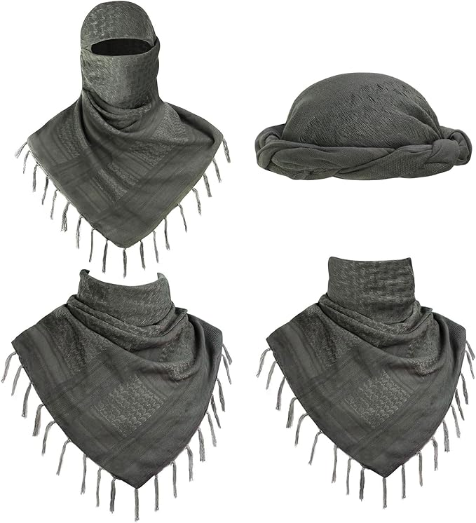 Explore Land Cotton Shemagh Keffiyeh Tactical Desert Scarf Neck Head Wrap with Tassel for Men Women