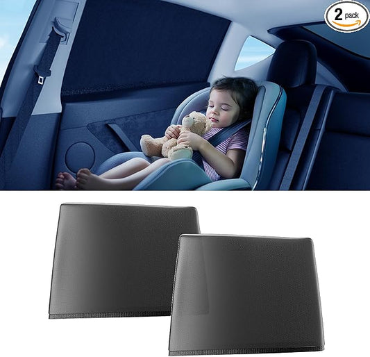 DMJN Car Window Shades for Baby (100% Efficient Block UV & Scorching Sun) Car Privacy Shades for Side Windows,Easy to Install,Nano Ice-Crystal Coatings-Universal Fit (Large),2 Pack