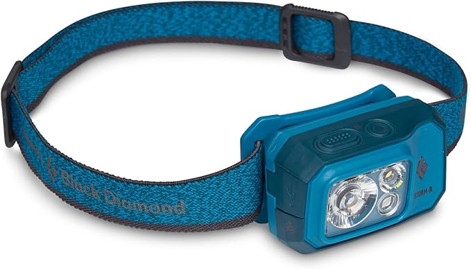 BLACK DIAMOND Storm 500-R Rechargeable Headlamp | 500 Lumens Brightness | Micro-USB Charging | Waterproof & Compact | Camping, Hiking, Running | Azul