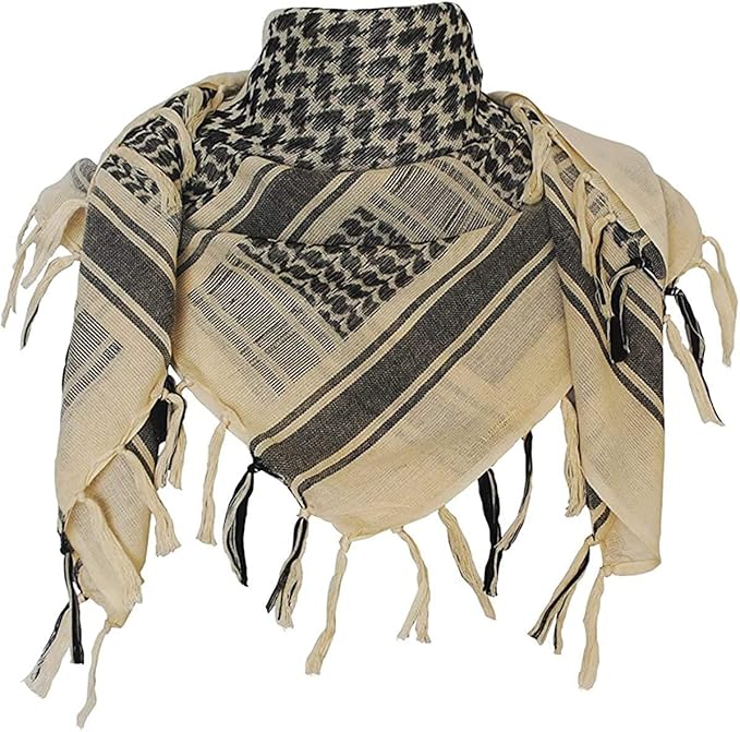 Luxns Military Shemagh Tactical Desert Scarf / 100% Cotton Keffiyeh Scarf Wrap for Men And Women