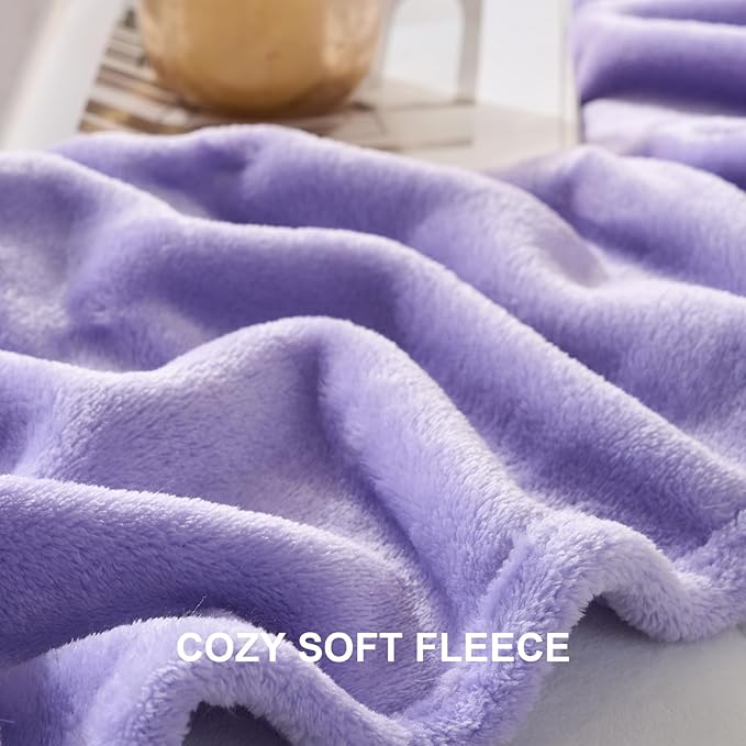 Hansleep Fleece Lilac Queen Blanket, Super Soft Flannel Fuzzy Plush Cozy Blanket for All Seasons, Lilac, Queen 90x90 Inches