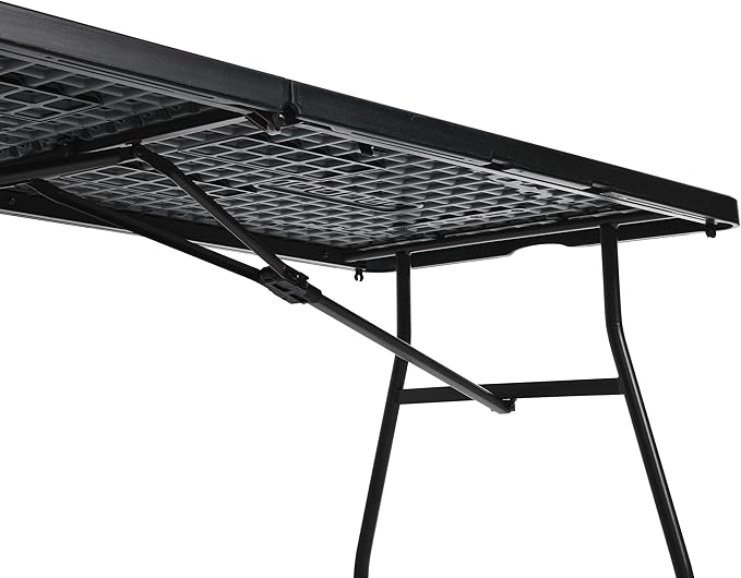Amazon Basics Heavy Duty Portable Folding Table, 6 ft, Indoor & Outdoor, Fold-in-Half Design with Carrying Handle, for Events, Easy Folding and Storage, Black | Portable, Heavy Duty, Indoor & Outdoor, with Carrying Handle