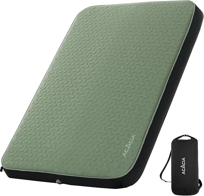 Acacia 4" Thick Self Inflating Sleeping Pad with Foam, Innovative Y-Shaped Telescopic Structure, Ultraportable Camping Air Mattress with Pump Sack, Easy Roll Up Sleep Bed for Travel Tent Car
