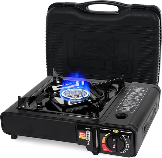 SHINESTAR Butane Camping Stove with Carrying Case, Portable Stove for Camping, Hiking, Emergencies, Tailgating Essentials, 7800 BTUs Output
