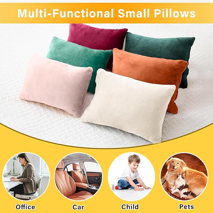 1 MIDDLE ONE 2 Pack Small Pillow, Memory Foam Mini Pillow 11 X 7 Inches for Travel, Sleeping, Nap and Neck, Knee, Lumbar Support, Tiny Cushion for Pet, Dogs (Light Pink)