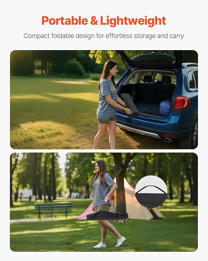 VEVOR Folding Camping Table, Portable Roll Up Side Tables, Lightweight Aluminum Beach Table for Outdoor BBQ Tailgating Picnic, Travel (35 inch-Silver)