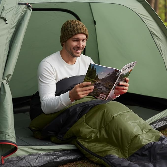 Lightweight Sleeping Bag for Backpacking, Hiking, Waterproof Compact Envelope Sleeping Bag for Cold & Warm Weather