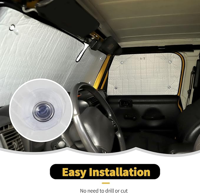 Windshield Sunshade Sun Shade Heat Shield Window Sun Visor Mat for Jeep Wrangler TJ 1997-2006,6PCS