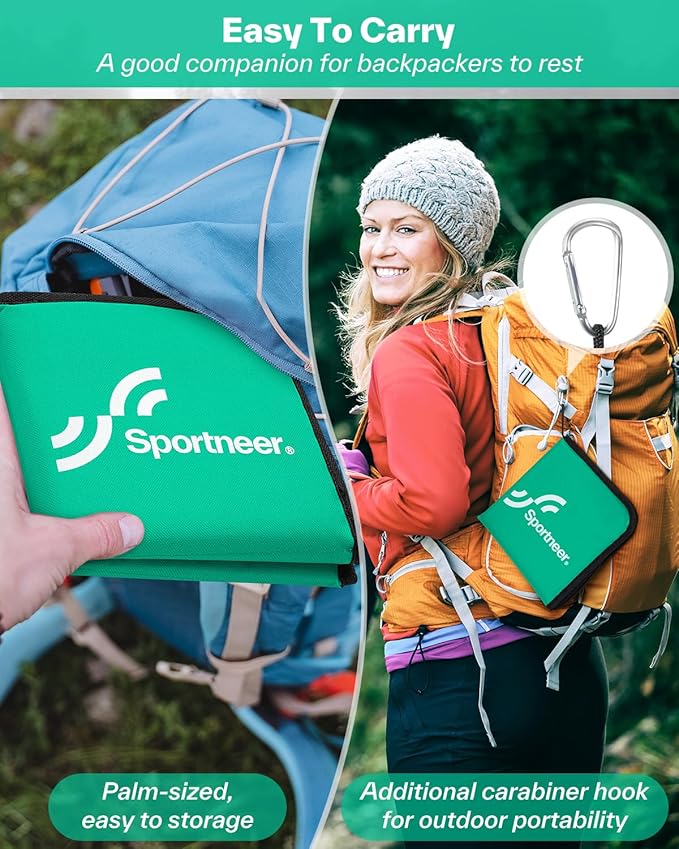 Sportneer Sitting Pad, Lightweight Waterproof Folding Seat Pad for Backpacking, 15.75'' x 15.75'' Portable Camping Seat Mat for Hiking, Picnics & Outdoor Use