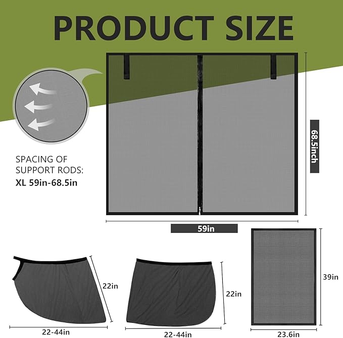 Yahenda SUV Tailgate & Window Mosquito Net Set – 6-piece Car Camping Sunshade for Outdoor Travel, Quick Install, Breathable & Durable(X-Large)