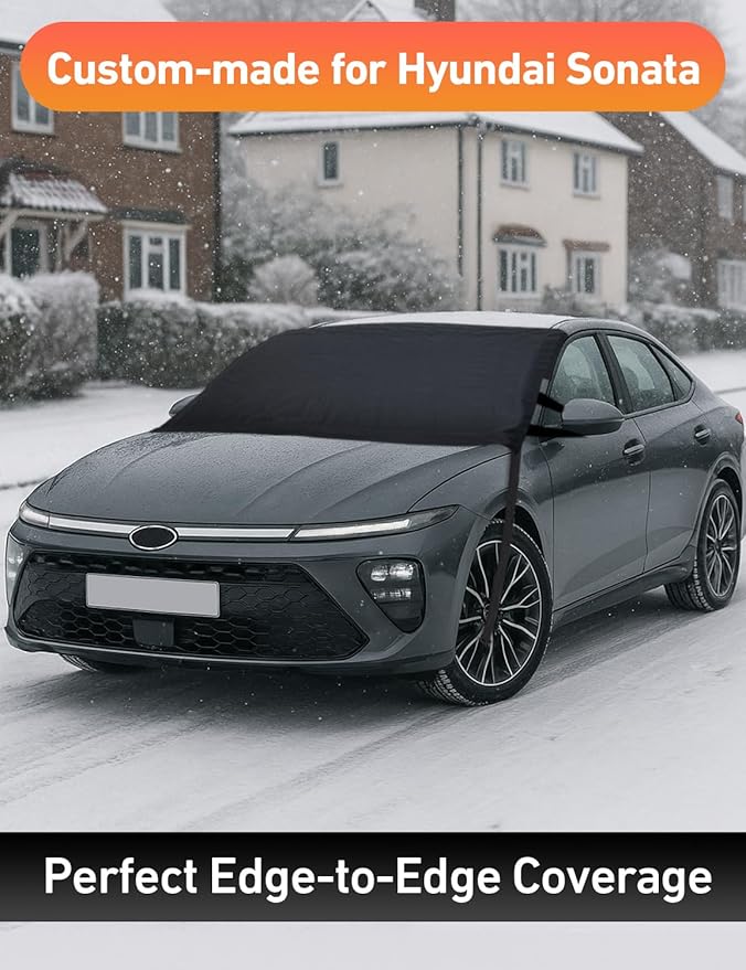 EcoNour Car Snow Cover Compatible for Hyundai Sonata | Windshield Cover for Ice and Snow with S-Hook Straps | Heavy-Duty 600D Oxford Winter Car Cover, Waterproof & Anti-Slip