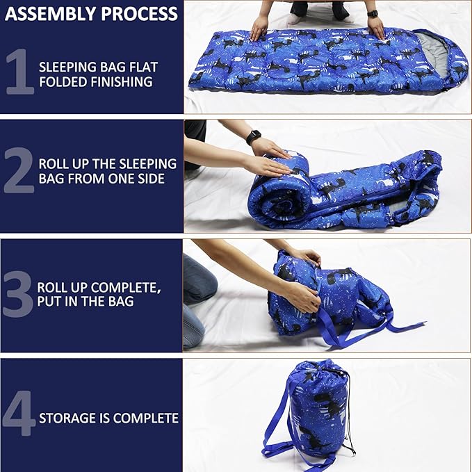 Kids Sleeping Bags - Camping Sleeping Bags with Carry Bag - Compact Sleeping Bag for Hiking, Backpacking 3 Season Warm & Cool Weather, Lightweight Waterproof Outdoor Travel for Boys Girls