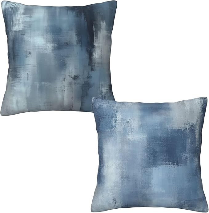 Blue Abstract Throw Pillow Covers 18x18 inch Set of 2 Pillow Case Cushion Cover for Home Sofa Couch Living Room Car Decor