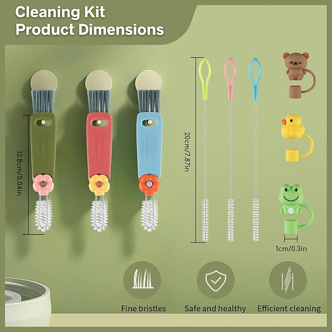 3 Pcs 3 in 1 Cup Lid Cleaning Brush, 2025 New Multifunctional Portable Straw Lid Cup Cleaner Brush Set, Tiny Bottle Cup Lid Brush Cleaner Brush, Efficient and Durable Brushes for Bottle Gap