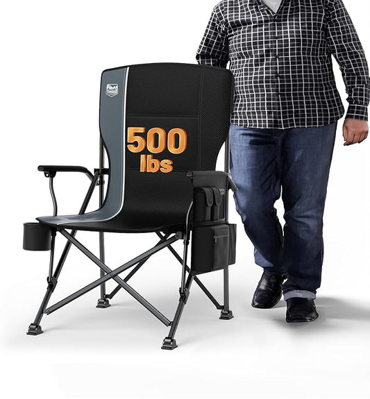 TIMBER RIDGE Oversized Folding Camping Chair High Back Heavy Duty for Adults Support up to 500lbs with Cup Holder, Side Pocket Cooler Bag