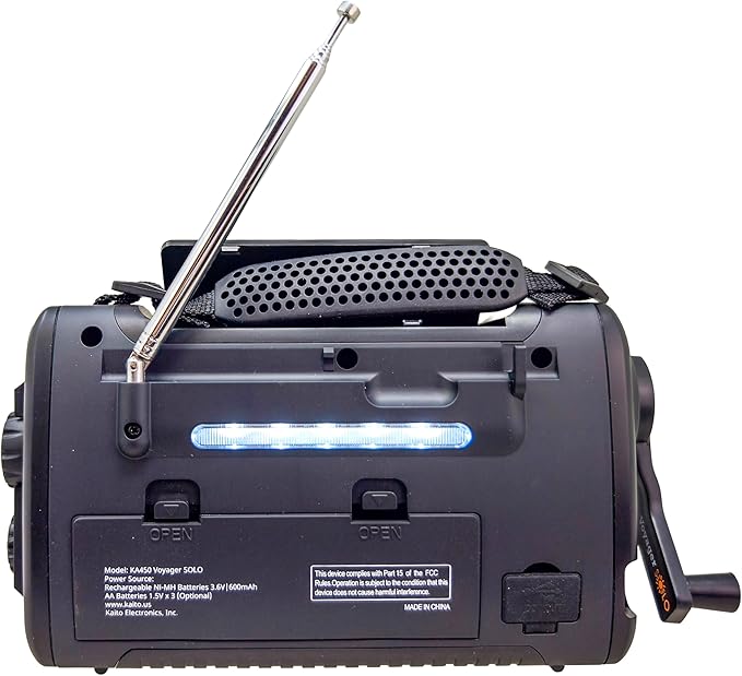 Kaito Voyager Solo Emergency AM FM SW NOAA Weather Alert Radio with Solar Crank Flashlight