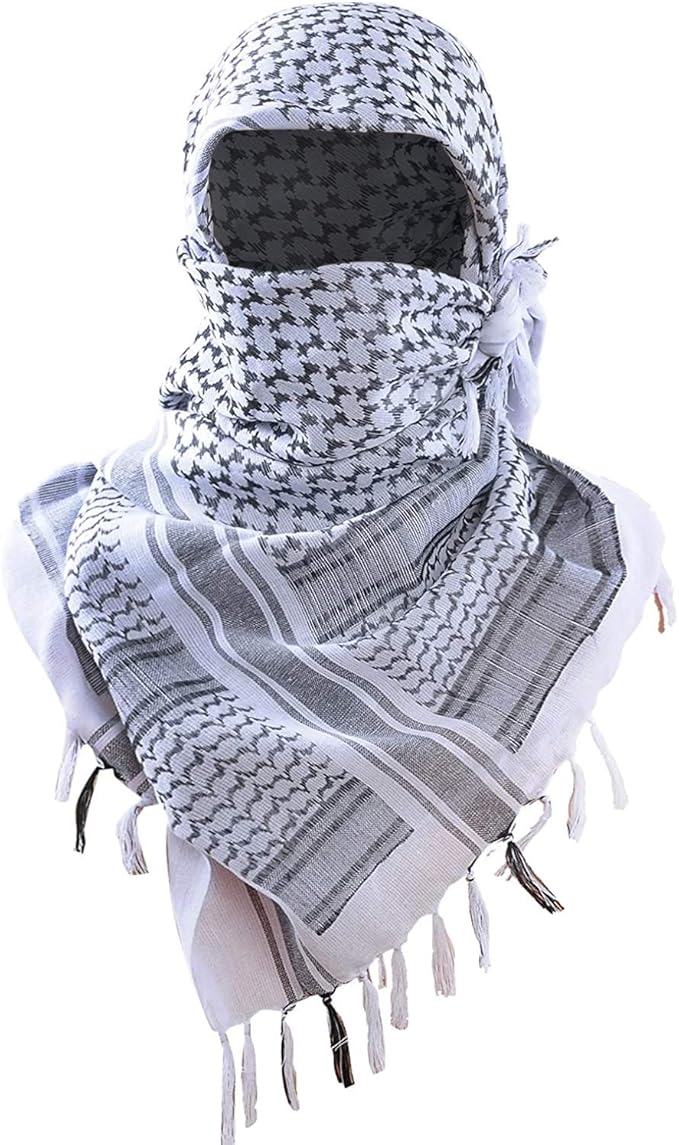 Luxns Military Shemagh Tactical Desert Scarf / 100% Cotton Keffiyeh Scarf Wrap for Men And Women
