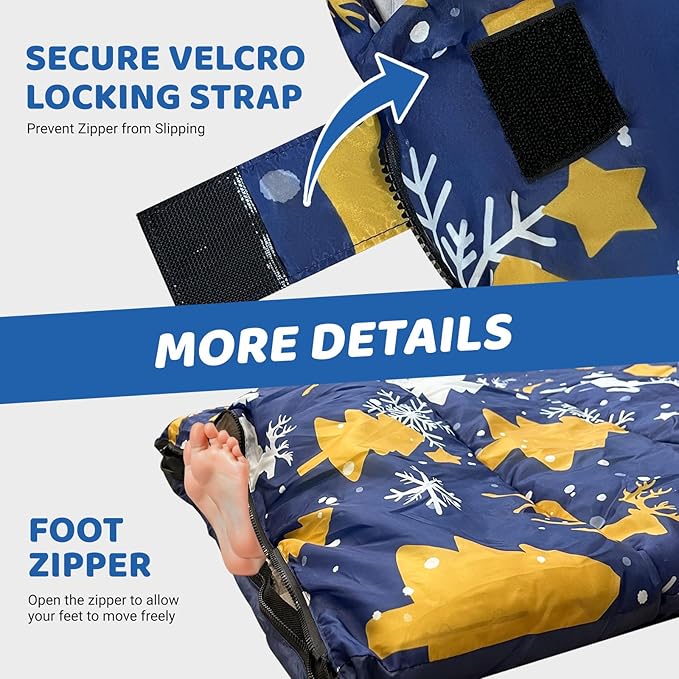 KINGROCK Sleeping Bags for Adults, Backpacking Portable Sleeping Bag, Waterproof and Warm to 23°F, Lightweight Winter Camping Essentials, Compact for Camping and Car Use (Color: Christmas)