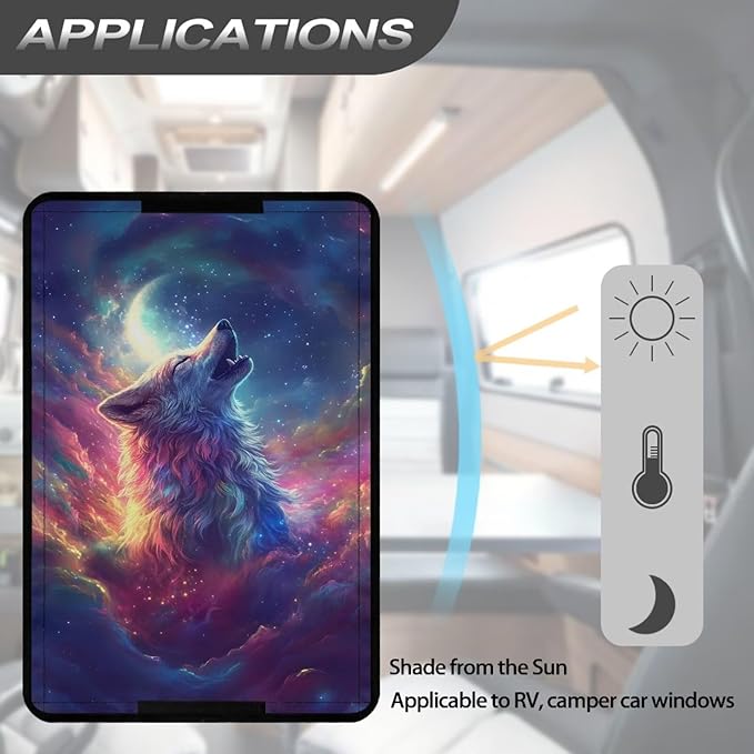 Rv Door Window Shade,Wolf Galaxy Camper Sun Shade Windshield Blackout Cover,RV Accessories Fits for RV Interior Door Window