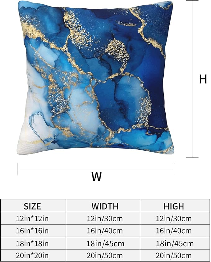 Blue Marble Throw Pillow Covers 18 X 18 Inch Set of 4 Decorative Cushion Cover Home Decor for Sofa Chair Couch Bedroom Living Room