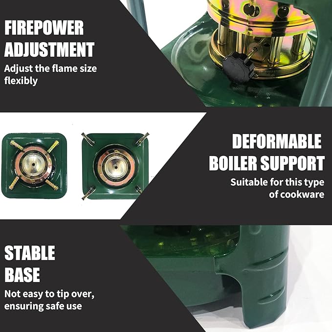 Portable Kerosene Stove 8-Wicks,Camping Picnic Burner Furnace,Backpacking Oil Stoves Cooker Cookware,for Outdoor Cooking Emergency Heating Hiking Picnic Survival Gear (Square)