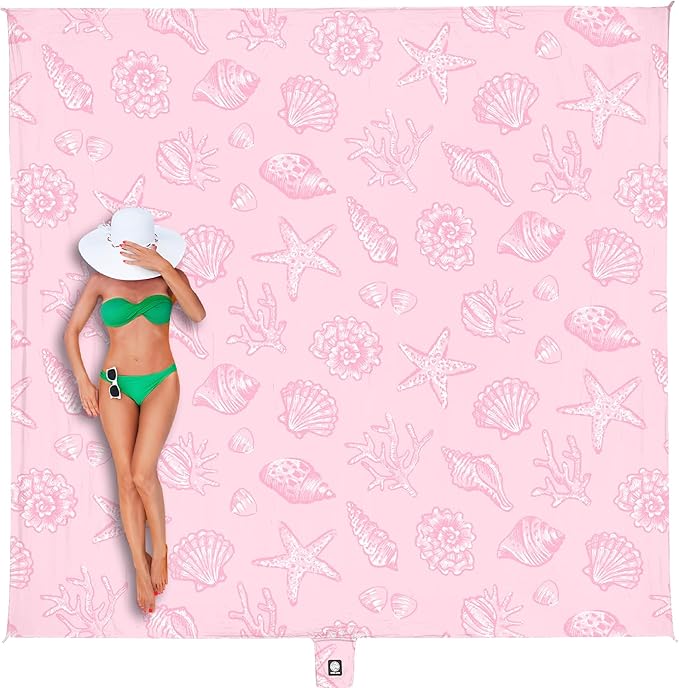 WEKAPO Beach Blanket Waterproof Sandproof Oversized, Extra Large Beach Mat Sand Free, Lightweight & Compact Sand Free Mat with 5 Stakes & 4 Corner Pockets