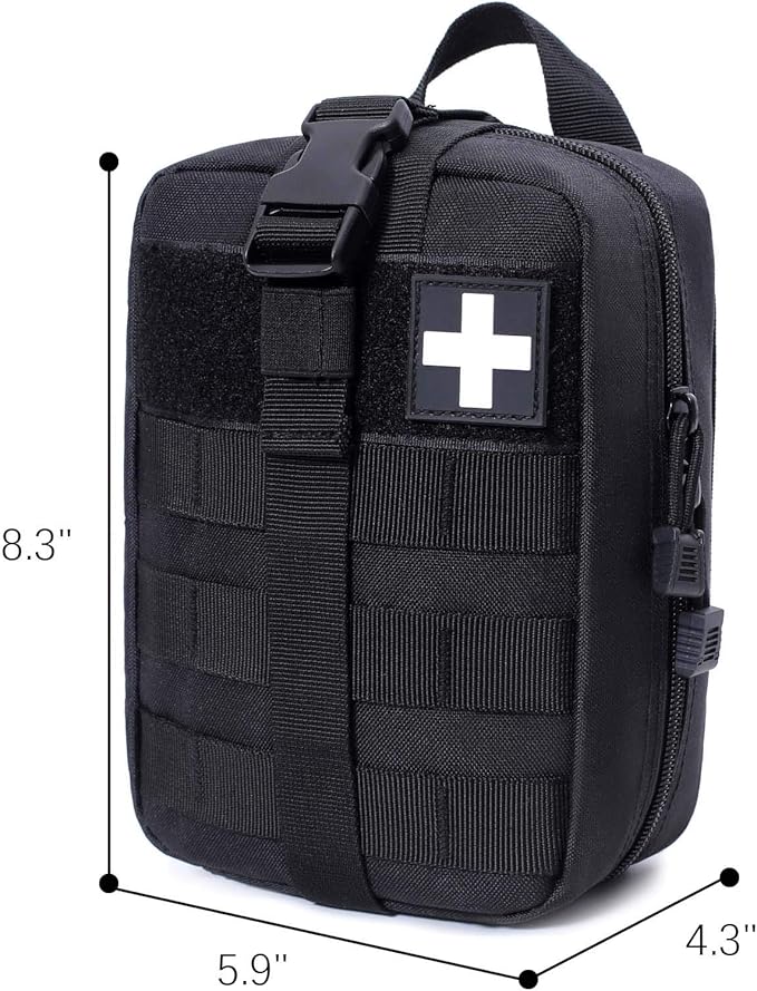 Molle Pouch, Sturdy 600D Nylon Tactical Medical Pouch,Rip-Away EMT First Aid Pouch (Bag Only)