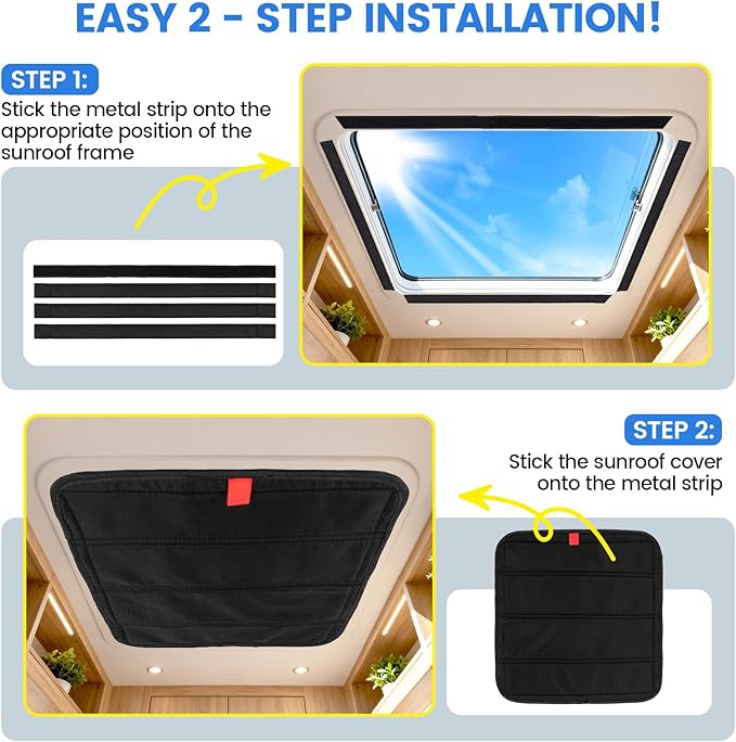 funomo 2 Pcs RV Door Window Shade Cover - Magnetic RV Blackout Window Cover with UV Protection and Privacy Features 16 ¼" x 16 ¼" Foldable Magnet Design, Waterproof Fabric, Reflective Silver Coating