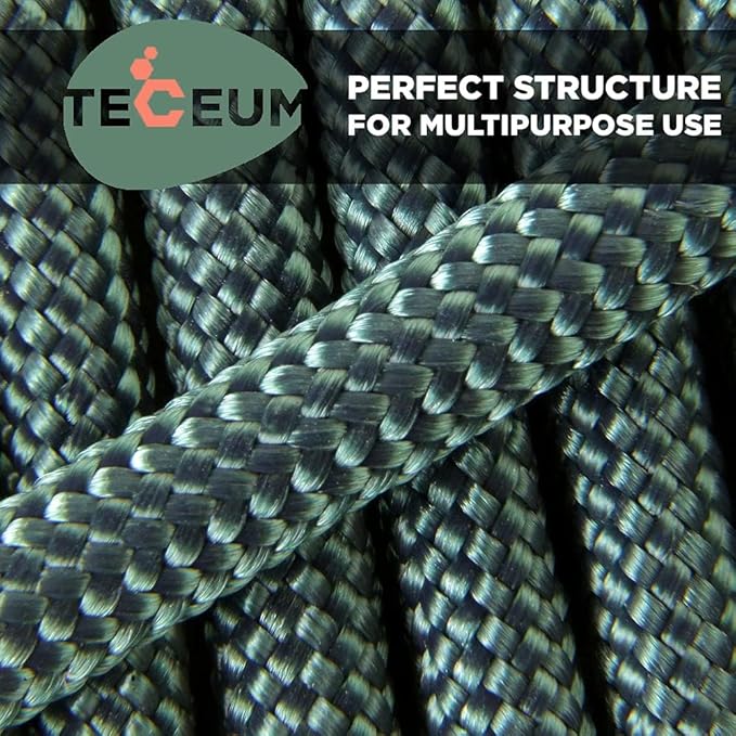 TECEUM Reflective Paracord Rope 1000 – 1000ft/200ft/100ft/50ft – 40+ Colors – Glow in The Dark – para Cord – Utility Rope for Survival, Hunting & Camping Gear – Nylon String, Camping Rope, Tent Cord