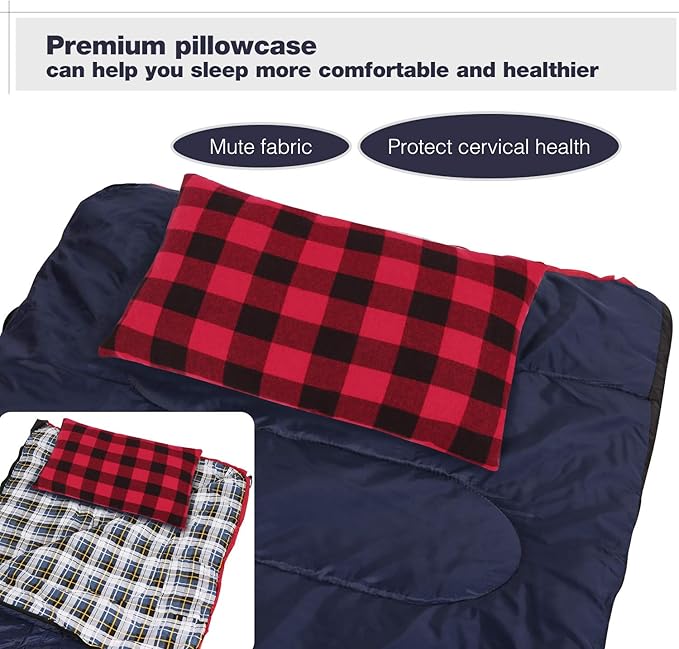 REDCAMP Small Camping Pillow Lightweight and Compressible, 2PCS Flannel Travel Pillow with Removable Pillow Cover