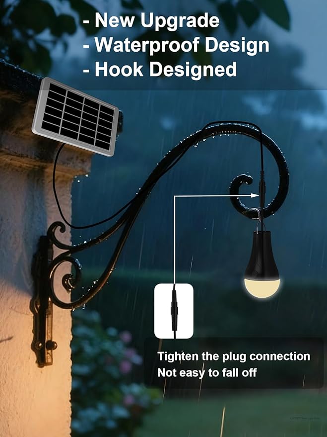 Dusk to Dawn Solar Light Bulbs Waterproof, Rechargeable Chicken Coop Light with Timer, 3 Color Temperatures, 4 Light Modes, Solar Emergency Lights for Indoor, Outdoor, Hurricane, Storm